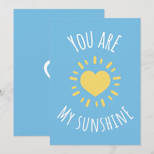 'You Are My Sunshine' Schattige Heart Sun Design Bedankkaart (Voorkant / Achterkant)