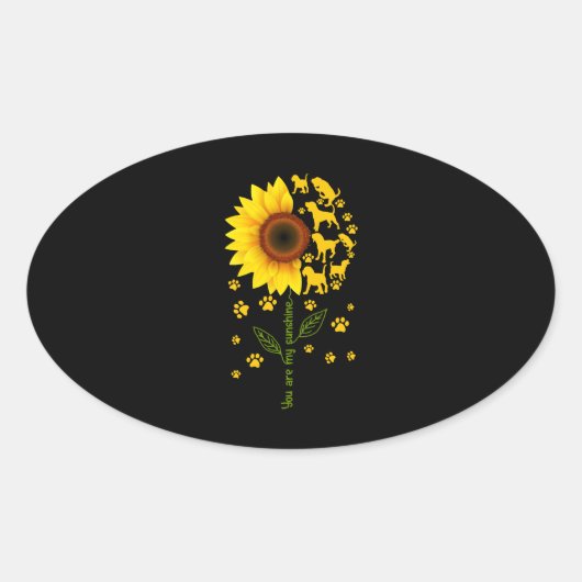 You Are My Sunshine Sunflower Dogs Ovale Sticker (Voorkant)