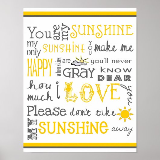 You Are My Sunshine - Wit & Geel - Poster (Voorkant)