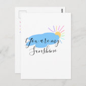 you are my sunshine yellow orange sun rays clouds briefkaart (Voorkant / Achterkant)