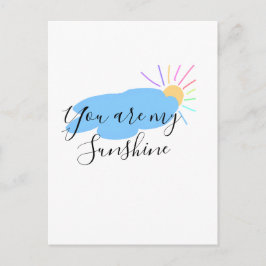 you are my sunshine yellow orange sun rays clouds briefkaart