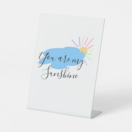you are my sunshine yellow orange sun rays clouds reclamebord met voetstuk (Voorkant)