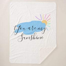 you are my sunshine yellow orange sun rays clouds sherpa deken