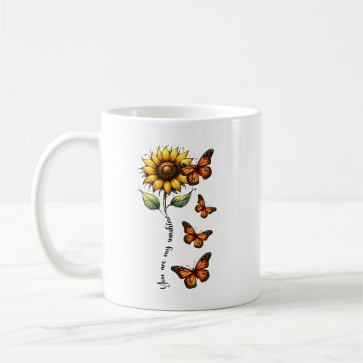 You are My Sunshine Zonnebloem Gepersonaliseerd Koffiemok (Links)