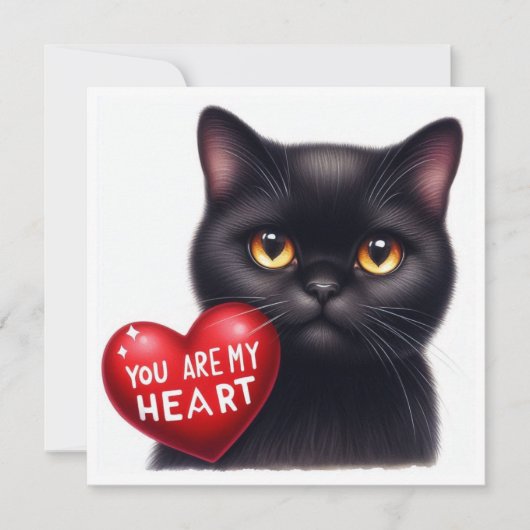 You Are My Valentine Heart Poem Black Cat Holiday Kaart (Voorkant)