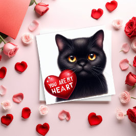 You Are My Valentine Heart Poem Black Cat Holiday Kaart