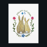 You Are Not Alone Postcard Feestdagenkaart<br><div class="desc">You Are Not Alone Postcard. Sweet bunnies leaning on each other. Original artwork done with watercolor and colored pencils.</div>