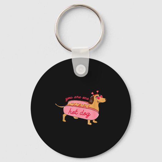 You Are One Hot Dog Dachshund Valentines Heart Gle Sleutelhanger (Voorkant)