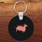 You Are One Hot Dog Dachshund Valentines Heart Gle Sleutelhanger (Voorkant)
