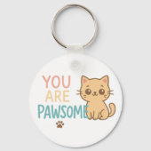 You Are Pawsome – Schattige Cat Pun Design Sleutelhanger (Achterkant)