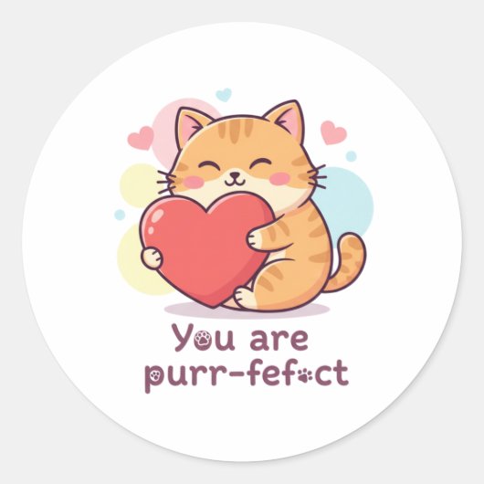 You Are Purr-fect Cute Cat Pun Valentine Sticker (Voorkant)