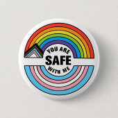You Are Safe With Me LGBTQIA Ally Ronde Button 5,7 Cm (Voorkant)