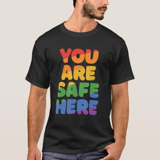 You Are Safe With Me Rainbow Pride Lgbtq Gay Trans T-shirt (Voorkant)