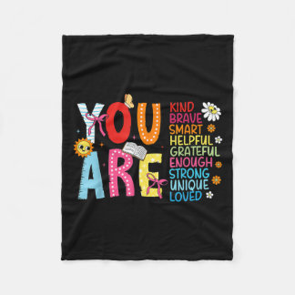 You Are Smart Brave Strong Kind Loved Motivation T Fleece Deken