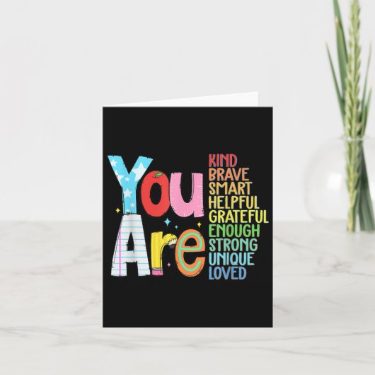 You Are Smart Brave Strong Kind Loved Motivation T Kaart (Voorkant)
