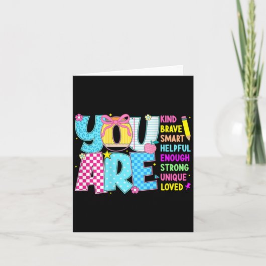 You Are Smart Brave Strong Kind Loved Motivation T Kaart (Voorkant)