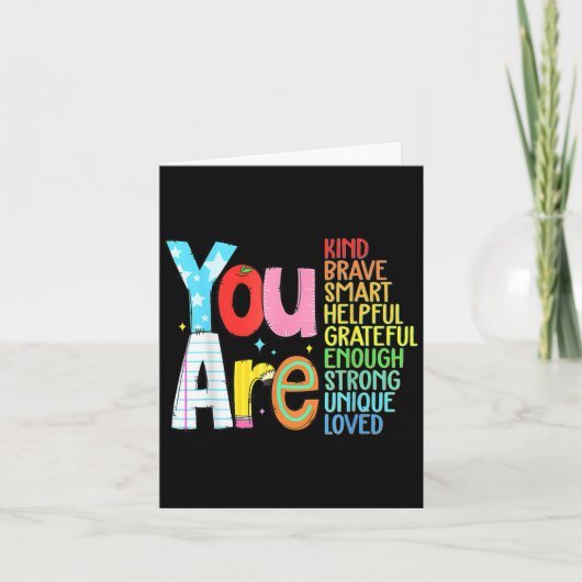 You Are Smart Brave Strong Kind Loved Motivation T Kaart (Voorkant)