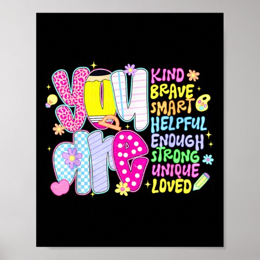 You Are Smart Brave Strong Kind Loved Motivation T Poster (Voorkant)