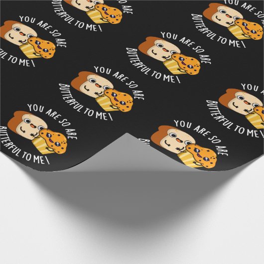 You Are So Butterful To Me Funny Food Pun Dark BG Cadeaupapier (Hoek)
