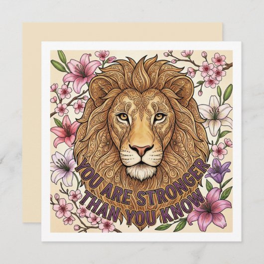 You Are Strong Personalized Lion Card Feestdagenkaart (Voorkant / Achterkant)