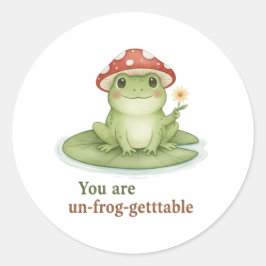 You Are Un-frog-gettable Cottagecore Frog Mushroom Ronde Sticker