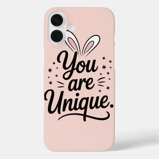 You Are Unique Bunny Ears Quote Phone Case (Achterkant)