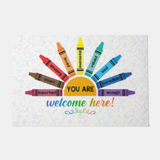 You Are Welcome Here Mat, Crayons Doormat Deurmat