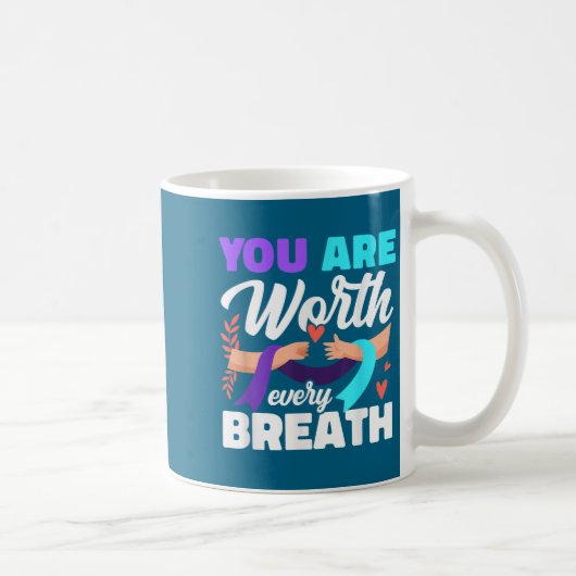 You Are Worth Every Breath Depression Awareness Koffiemok (Rechts)