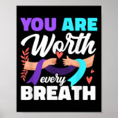 You Are Worth Every Breath Depression Awareness Poster (Voorkant)