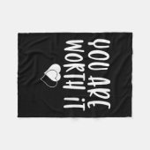 You Are Worth It Cute Motivational Women Hearts De Fleece Deken (Voorkant (Horizontaal))
