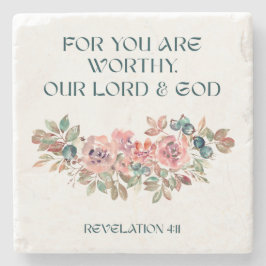You Are Worthy — Watercolor Floral Stone Coaster Stenen Onderzetter