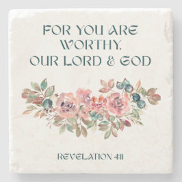 You Are Worthy — Watercolor Floral Stone Coaster Stenen Onderzetter