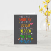 You Are Worthy You Are Loved Suicide Prevention Aw Kaart (Gele Bloem)