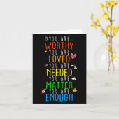 You Are Worthy You Are Loved Suicide Prevention Aw Kaart (Gele Bloem)