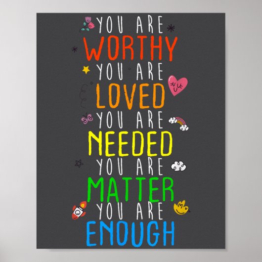 You Are Worthy You Are Loved Suicide Prevention Aw Poster (Voorkant)