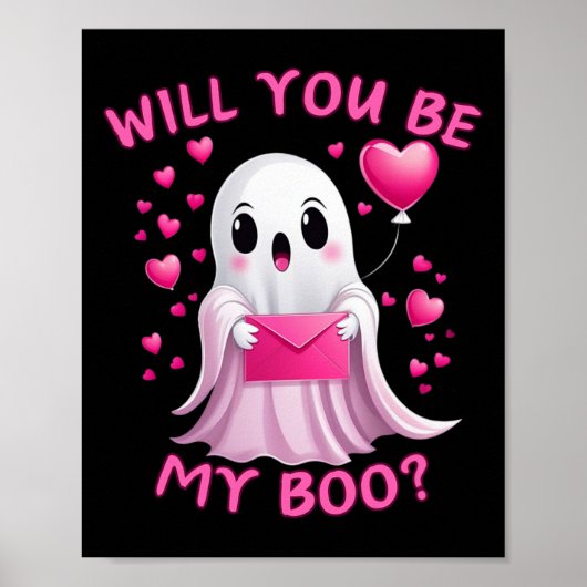 You Be My Boo Schattige Ghost Halloween Spooky Sea Poster (Voorkant)