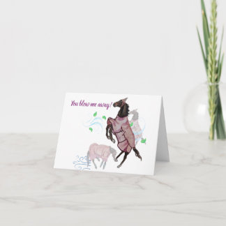you blow me away horsey card Folded Thank You Card Bedankkaart