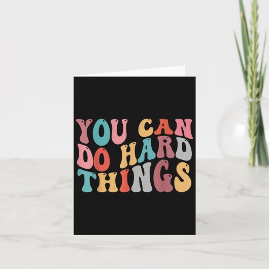 You Can Do Hard Things Groovy Retro Motivational Q Kaart (Voorkant)