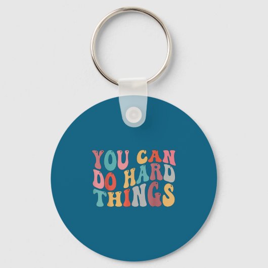 You Can Do Hard Things Groovy Retro Motivational Q Sleutelhanger (Voorkant)