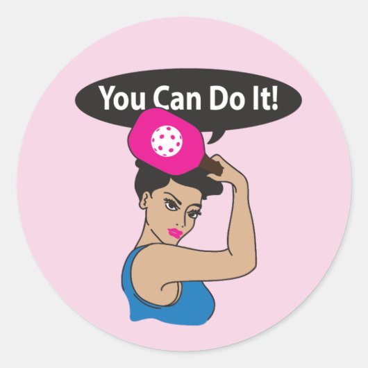 You Can Do It Pickleball (L) Ronde Sticker (Voorkant)