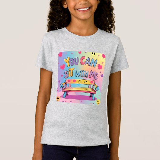 "You Can Sit With Me" Girls' Kindness T-Shirt (Voorkant)