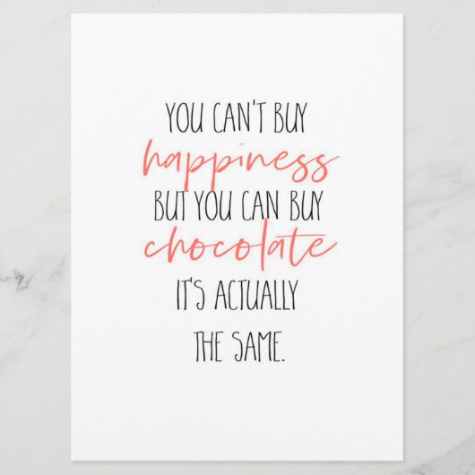 You can't buy happiness but you can buy chocolate menu (Voorkant)