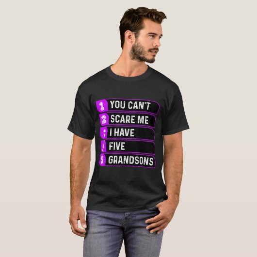 You Can't E Me I Have Five Grandsons Funny Grandma T-shirt (Voorkant volledig)