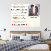 You Complete Me Custom Photo Wedding Anniversary Canvas Afdruk (Insitu (Slaapkamer))