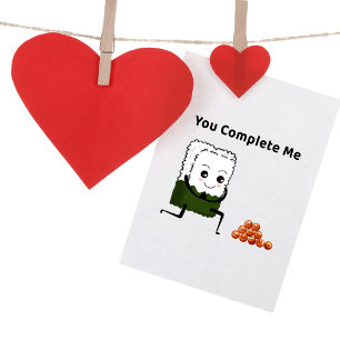 You Complete Me Sushi & Ikura Kawaii Kunst Feestdagen Kaart
