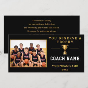 You Deserve a Trophy Coach Foto Bedankkaart