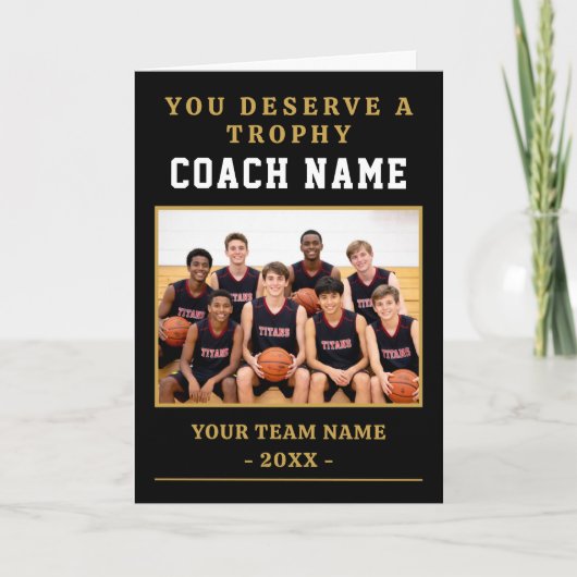 You Deserve a Trophy Coach Foto Bedankkaart (Voorkant)