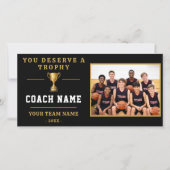 You Deserve a Trophy Coach Foto Bedankkaart (Voorkant)