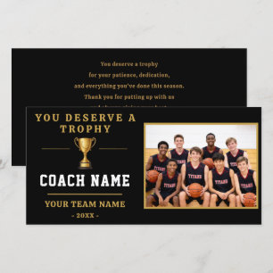 You Deserve a Trophy Coach Foto Bedankkaart