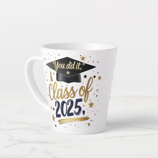 You Did It - Klasse van 2025 Afstuderen Latte Mok (Linkerhoek)
